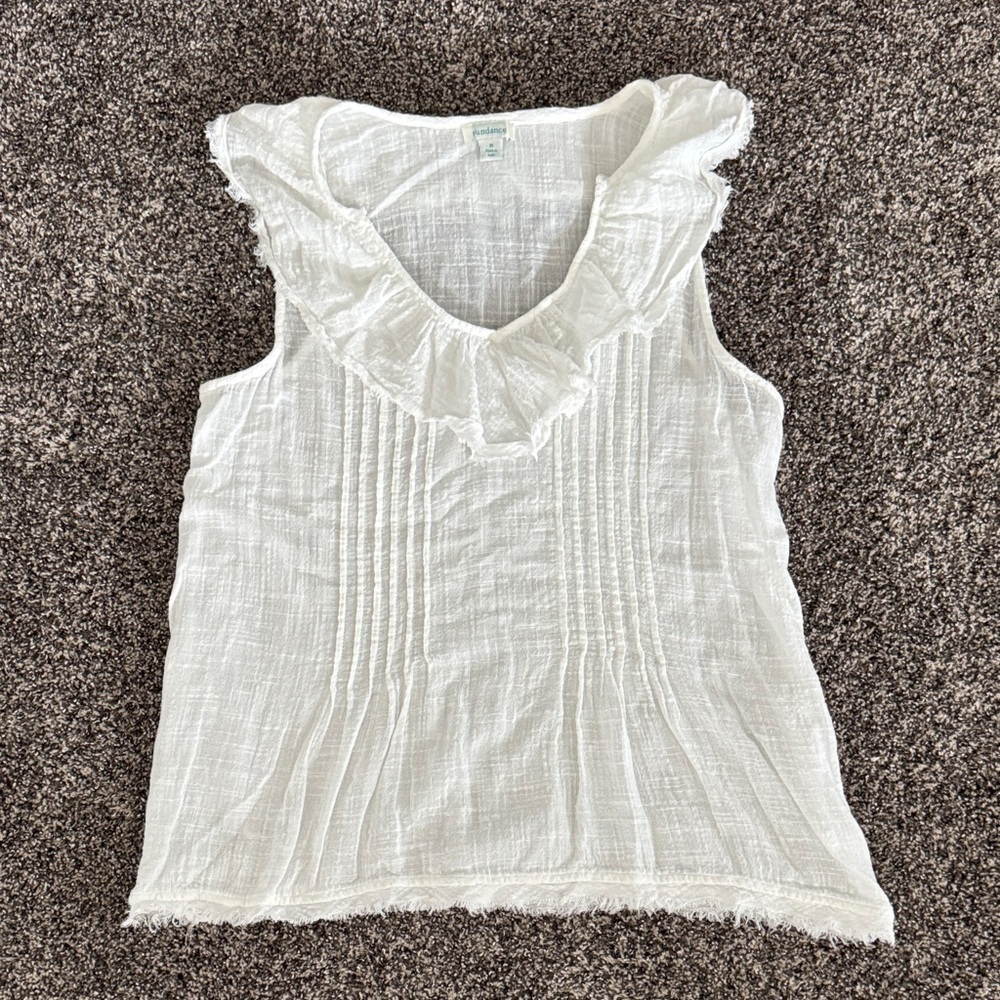 Sundance women’s top sleeveless lightweight white Medium